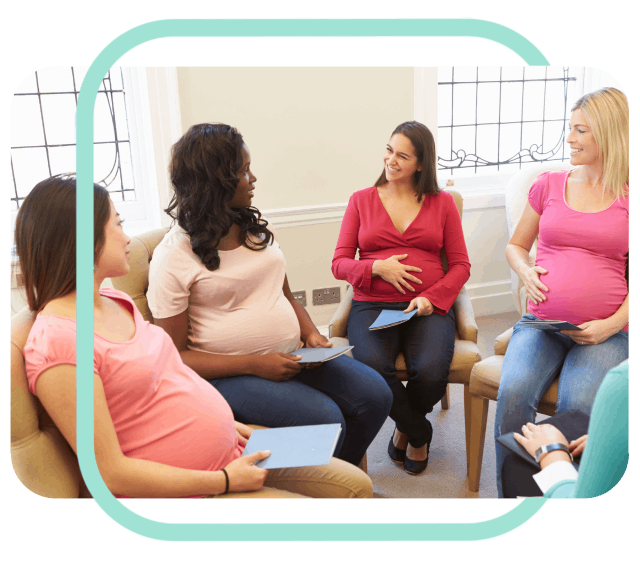 An image of pregnant women attending a focus group.