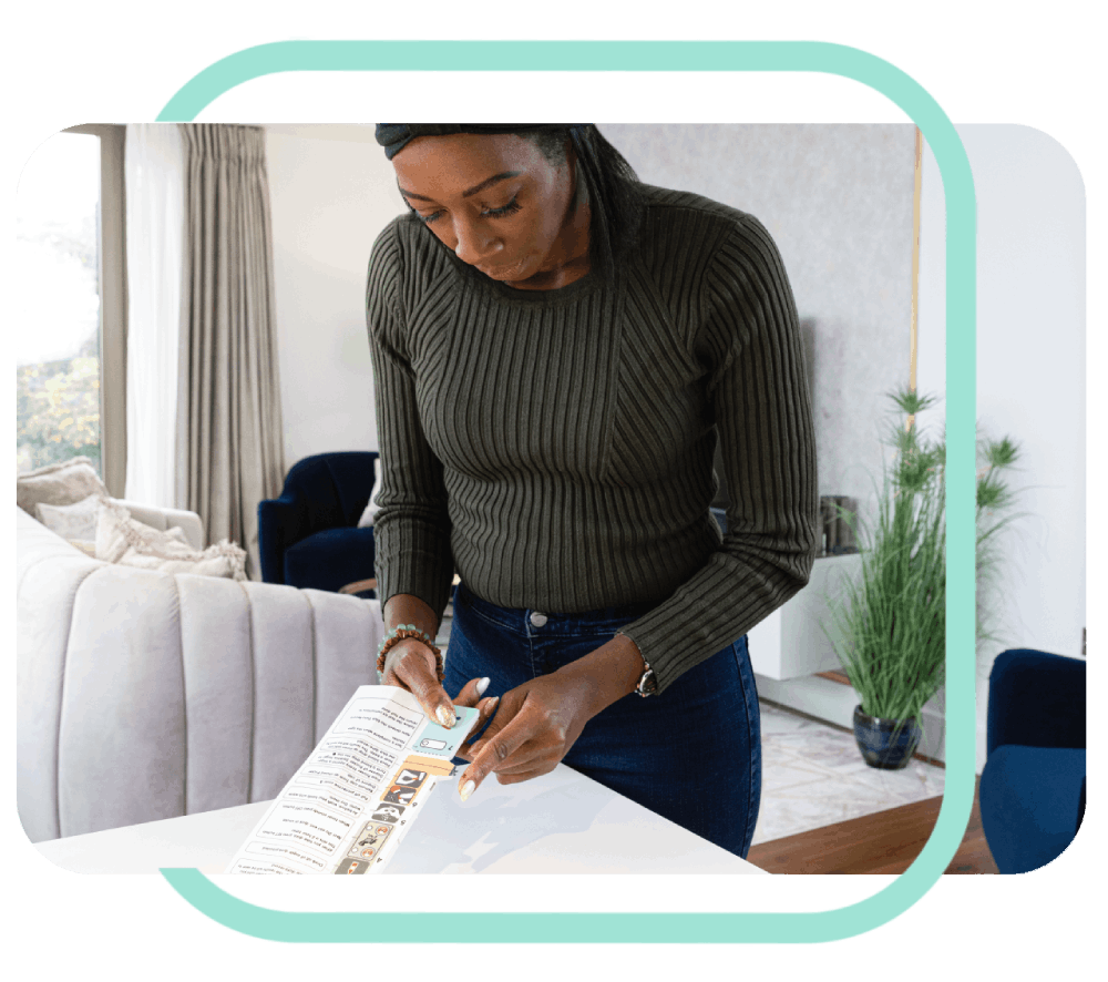Stock Image - Model with Device - Test 2 + Blue Tramline - Left and Right (11)