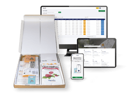 An image of the GTT@home test kit and ancillary mobile application, test booking and review portal and customer support.